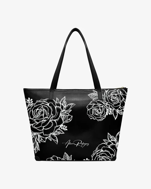 SHOPPER MAXI ROSES WHITE