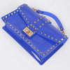 Borsa trasparente blu con borchie oro, manico superiore e tracolla amovibile blu freeshipping - Vico Langella