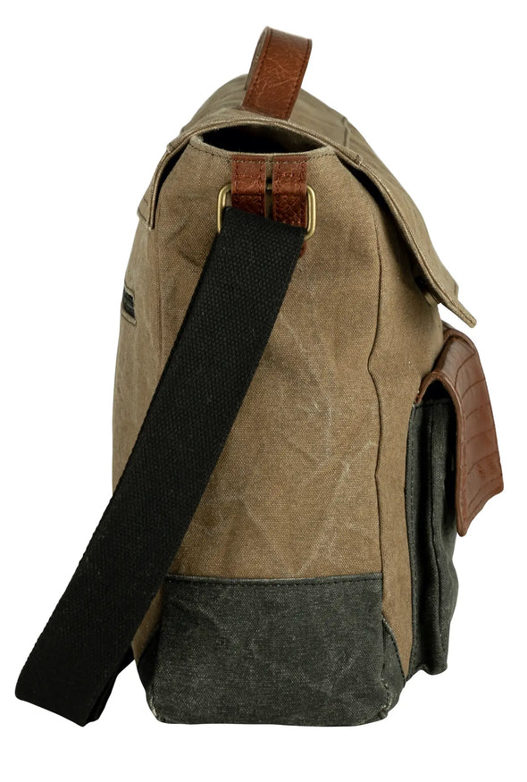 Borsa/cartella in tela riciclata 2 tasche frontali e una tasca posteriore con zip