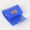 Mini borsa trasparente blu con dettagli chiusura oro e tracolla in catena oro freeshipping - Vico Langella