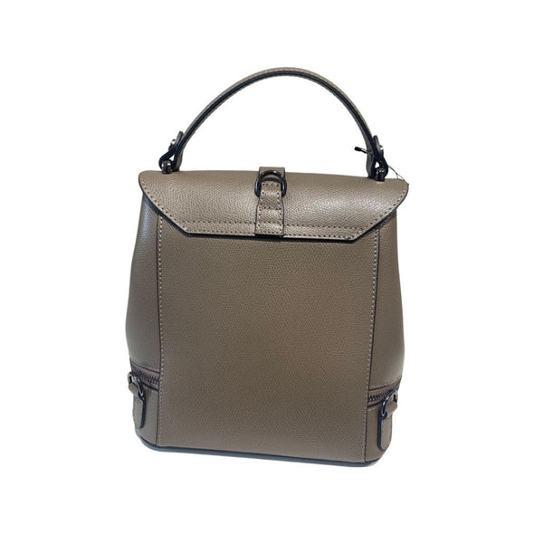 Borsa/zaino beige scuro in pelle, zip inferiore chiusura  con bottone magnetico freeshipping - Vico Langella