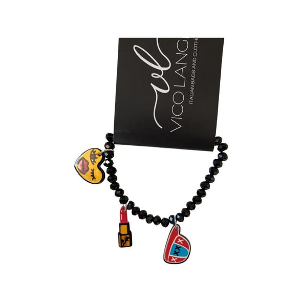 Bracciali da donna, elastici, con perle e ciondoli colorati di diverse forme freeshipping - Vico Langella
