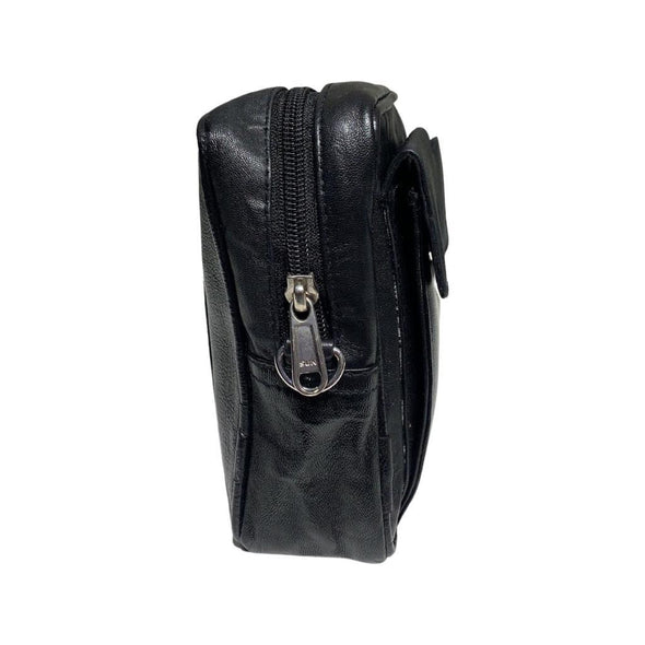 Borsello piccolo invera pelle nero con tracolla amovibile e tasca portacellulare freeshipping - Vico Langella
