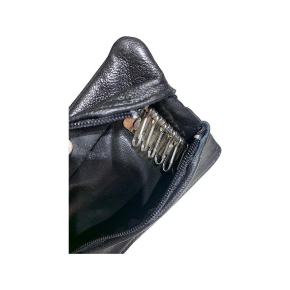 Portachiavi/portamonete in pelle, chiusura superiore con zip e tasca posteriore freeshipping - Vico Langella